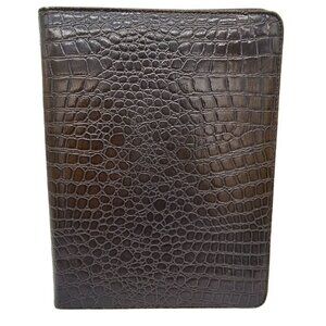 Brown Folio, Shiny Croc Print 9.5" x 12.5" with lined paper and 2 pen holders